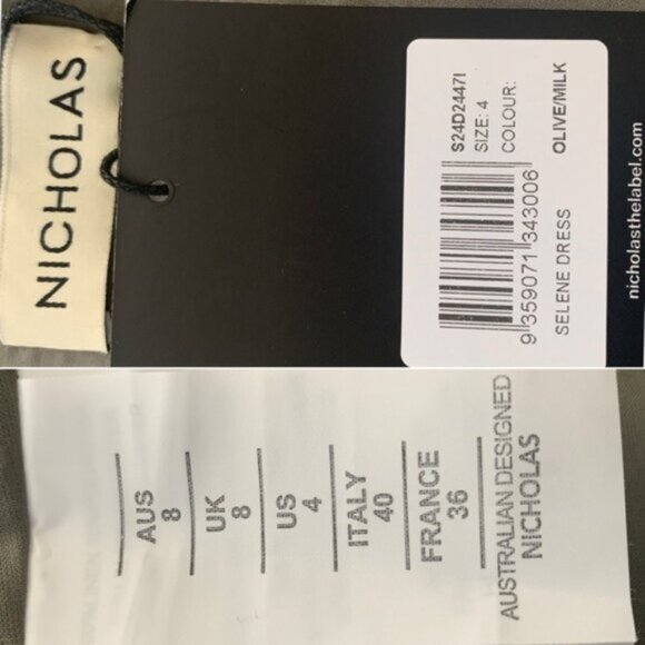 NWT NICHOLAS Selene Seamed Cami Linen Olive & White Striped Maxi Dress - Picture 15 of 16